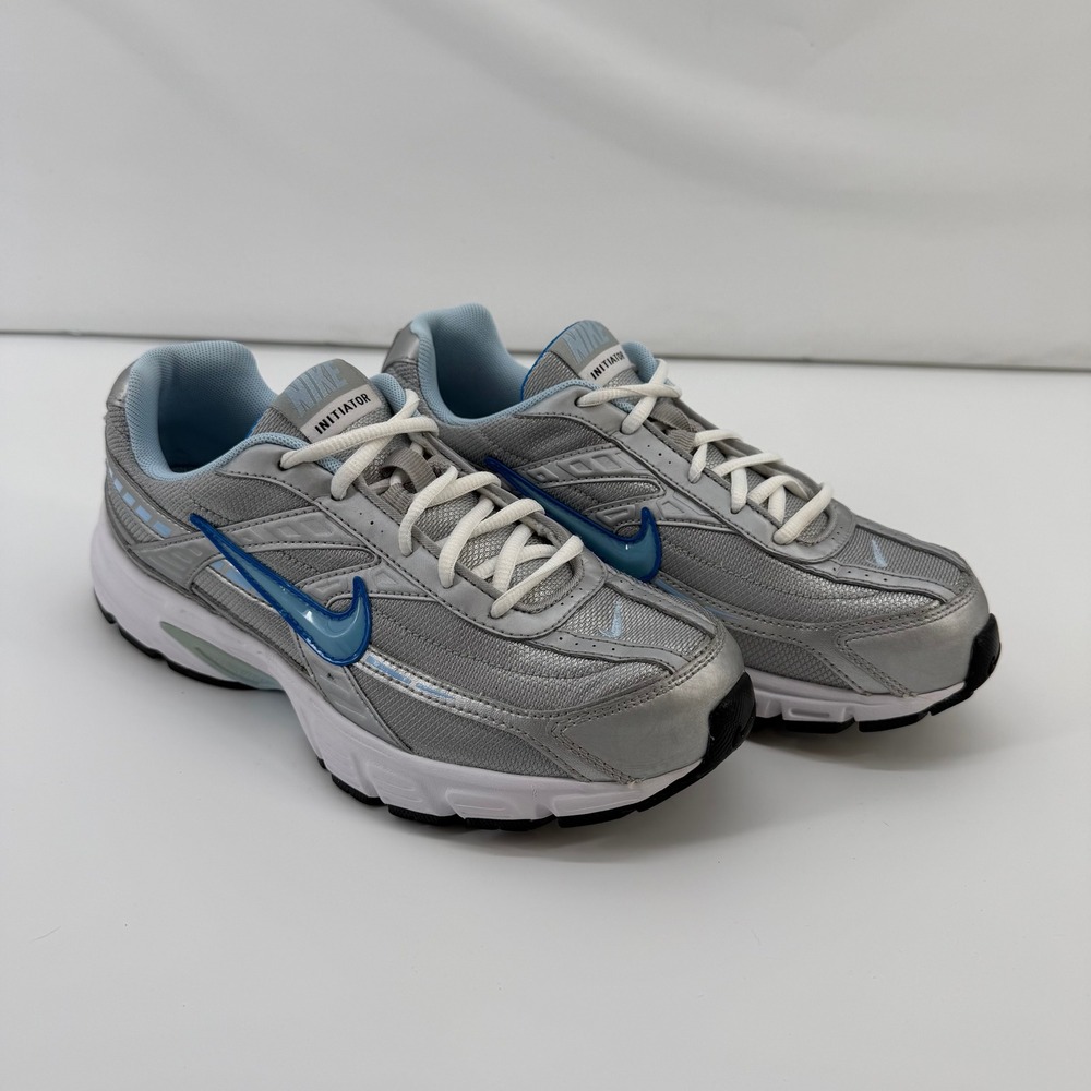 Nike Initiator Metallic Silver Blue Running Shoes 395663-001 Womens 8